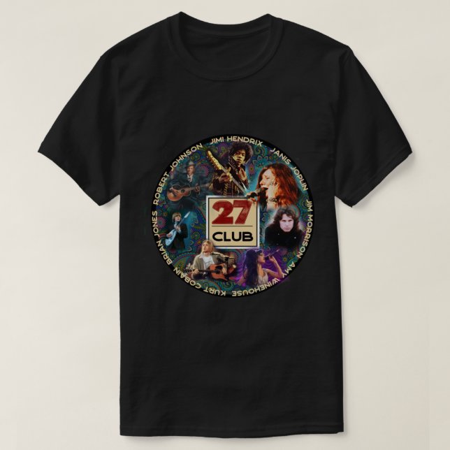 T-shirt 27 Club - Musiciens qui sont morts à l'appel d'off (Design devant)