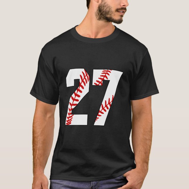 T-shirt 27 Lacets de Baseball Mère de Baseball Numéro de M (Devant)