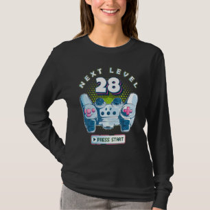 T-shirt 28 Anniversaire Gamer Niveau 28 Suivant Contrôleur