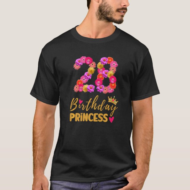 T-shirt 28 Anniversaire Princesse Flower Son 28e B (Devant)