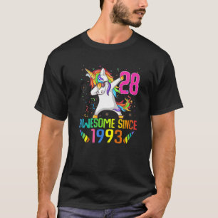 T-shirt 28 Ans 28E Anniversaire Unicorne Dabbing Girl Pa