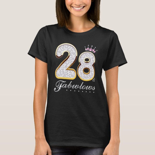 T-shirt 28 & Fabuleux 28 Ans 28e Anniversaire Diamant C (Devant)