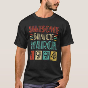 T-shirt 28E Anniversaire 28 Ans Awesome Depuis Mars 199