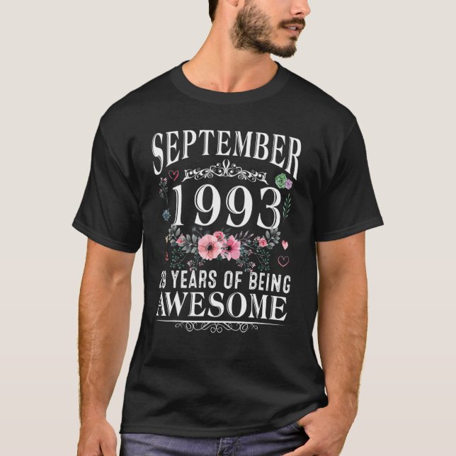 T-shirt 29 Ans Fabriqué En Septembre 1993 29E Anniversaire (Devant)