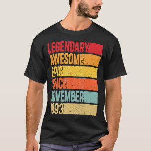 T-shirt 29 Ans Légendaire Epic Awesome Depuis Novembe