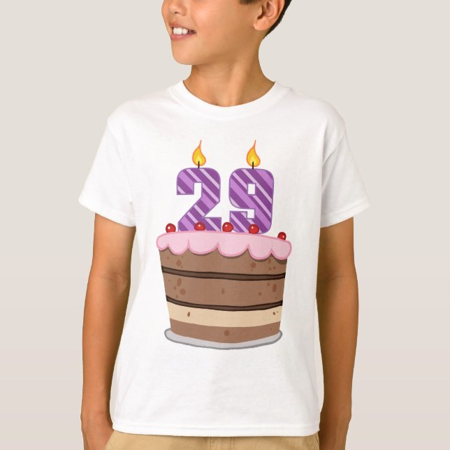 T-shirt 29 ans sur le gâteau d'anniversaire (Devant)