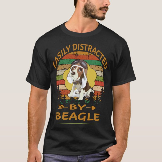 T-shirt 29 Facilement Distrait Par Beagle (Devant)