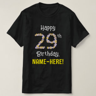 T-shirt 29e anniversaire : Fleurs florales Numéro "29" + N