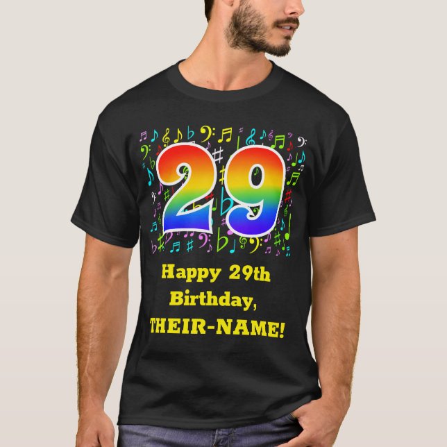 T-shirt 29e anniversaire : Symboles de musique colorée, Ar (Devant)