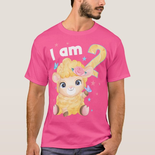T-shirt 2 Ans 2 Anniversaire Garçon Fille Mouton (Devant)