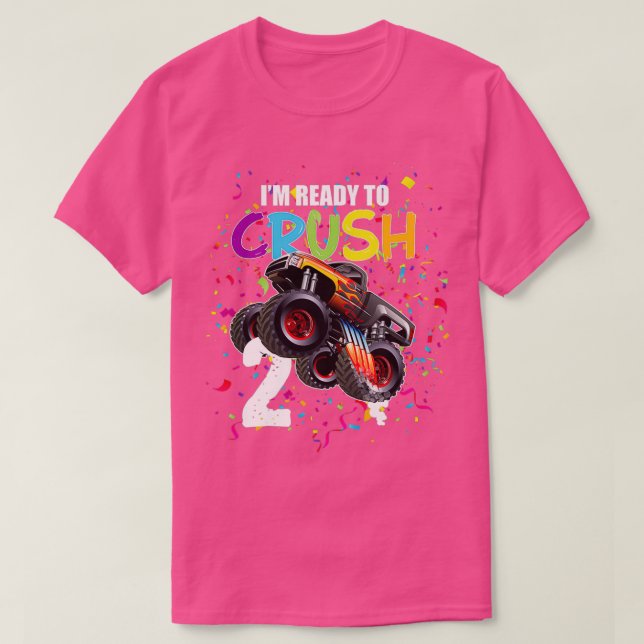 T-shirt 2 ans 2e anniversaire Monster Truck Je suis prêt à (Design devant)