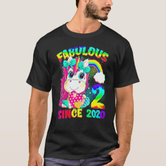 T-shirt 2 Ans 2e Anniversaire Unicorn Girl Fabulous Sin