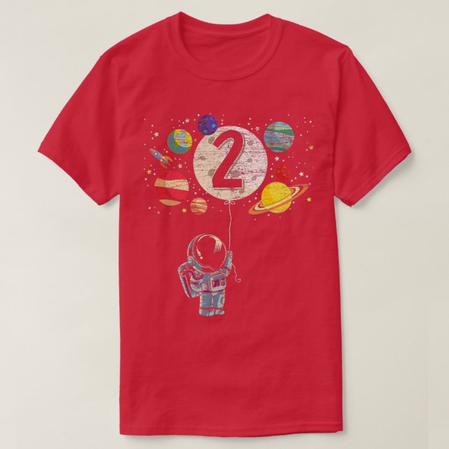 T-shirt 2 ans Anniversaire Cadeaux de garçon Astronaut 2e  (Design devant)