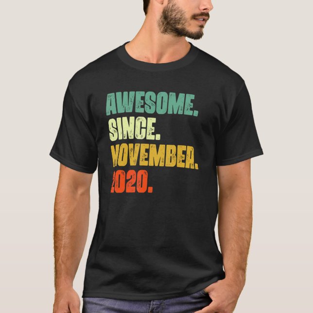 T-shirt 2 Ans Awesome depuis Novembre 2020 2e Naissance (Devant)