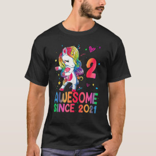 T-shirt 2 Ans Filles Awesome Depuis 2021 Cute Unicorn