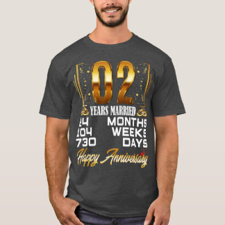 T-shirt 2 ans mariés Funny 2e anniversaire de Mariage