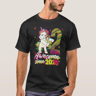 T-shirt 2 Ans Unicorne Flossant 2e Anniversaire Fille Un