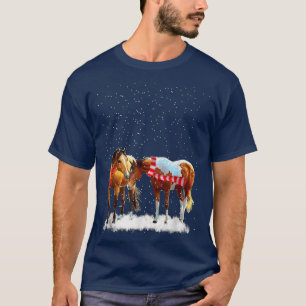 T-shirt 2 Cheval Écharpe hiver Noël Cheval Noël Neige