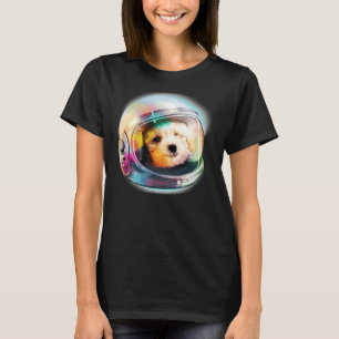T-shirt 2 Chiot De Poodle En Astronaut Casque Espace Galax
