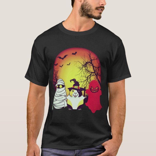 T-shirt 2 Citrouilles d'Halloween de cochons d'Inde (Devant)