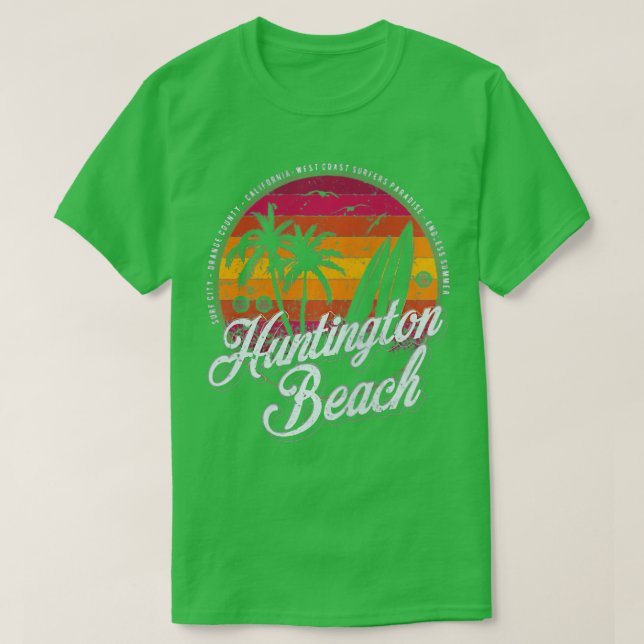 T-shirt 2 Côté Huntington Beach Surf City California Vint (Design devant)