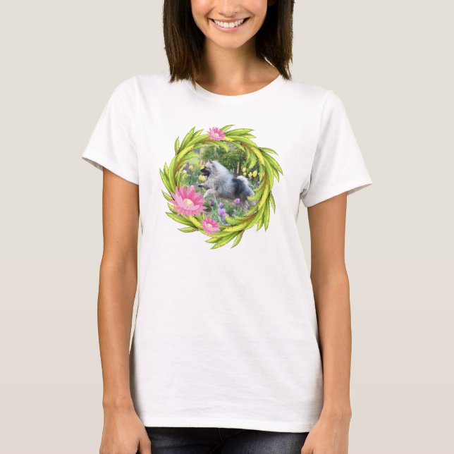 T-shirt 2 de Keeshond de tulipes de ressort (Devant)