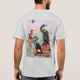 T-shirt 2 Espèces de cormorans, illustration avant/arriè