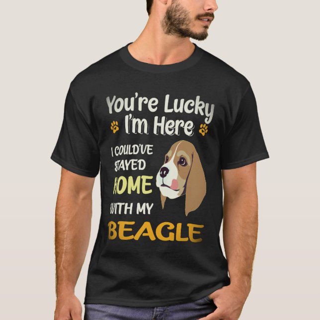 T-shirt 2 Reste à la maison avec mon beagle (Devant)