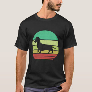 T-shirt 2 Retro Vintage Sunset Doxie Dachshund Chien race