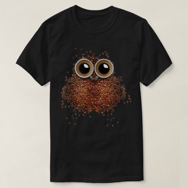 T-shirt 2 Tasses à Café Grains de Café Chouette Forme Incr (Design devant)