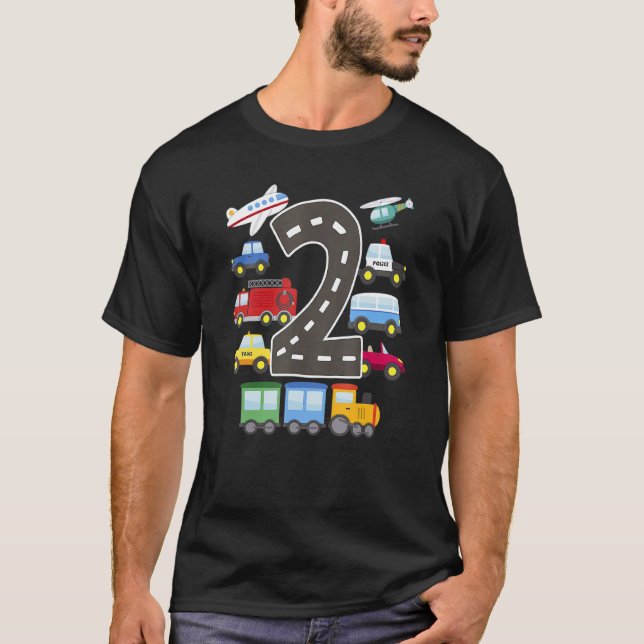 T-shirt 2 Year Old Transportation Birthday Car Bâche (Devant)