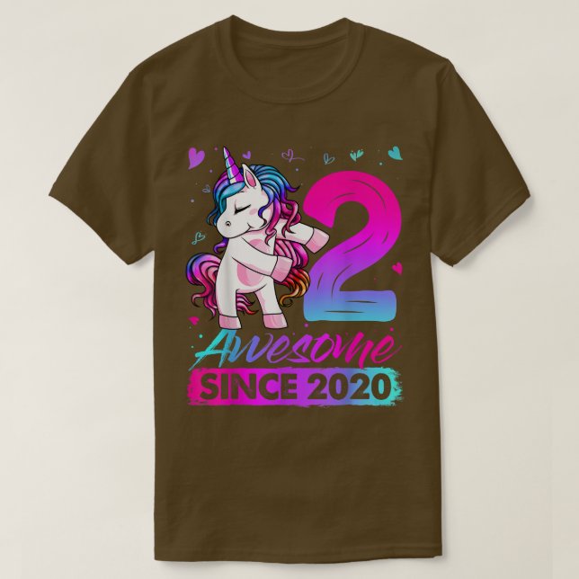 T-shirt 2 Years Old Unicorn Flossing (Design devant)