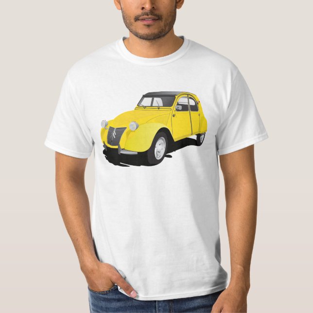 T-shirt 2CV (deux chevaux) jaune (Devant)