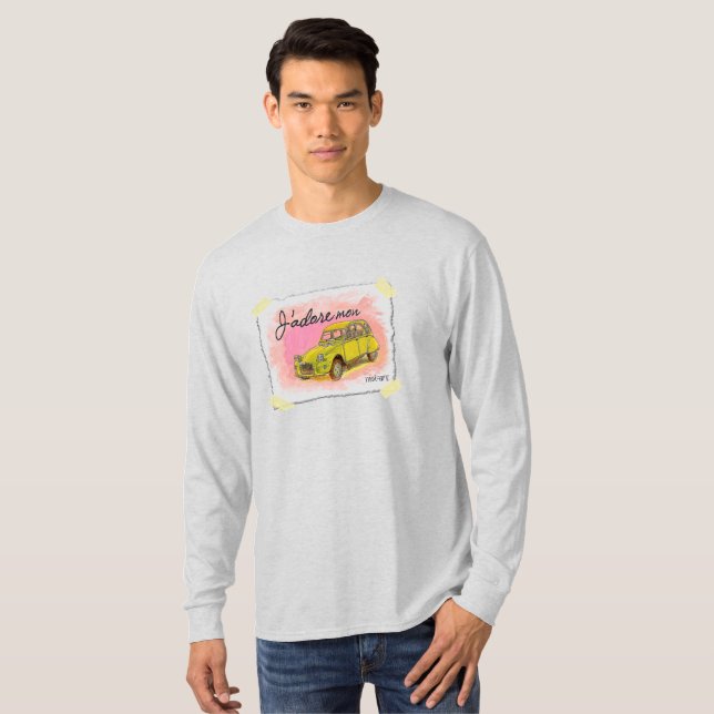 T-shirt 2CV Jaune classique en gris clair (Devant entier)