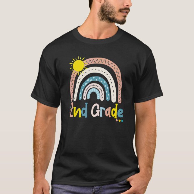 T-shirt 2e année Boho Arc-en-ciel Enseignant Élève Dernier (Devant)