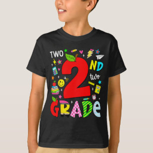 T-shirt 2e année de deuxième niveau rétro coloré retour à