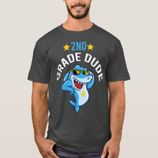 T-shirt 2e année Dude Cool Shark Funny Second Grade Back 