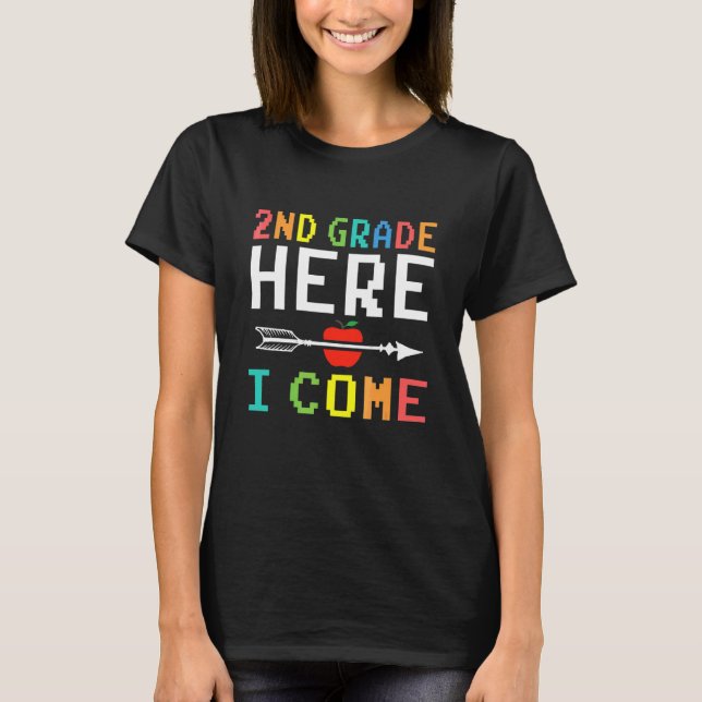 T-shirt 2e année, j'arrive Vidéo d'enseignant de deuxième  (Devant)