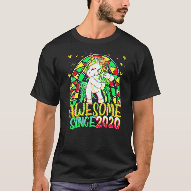 T-shirt 2e Anniversaire Arc-en-ciel 2 ans Flossing Unicorn (Devant)