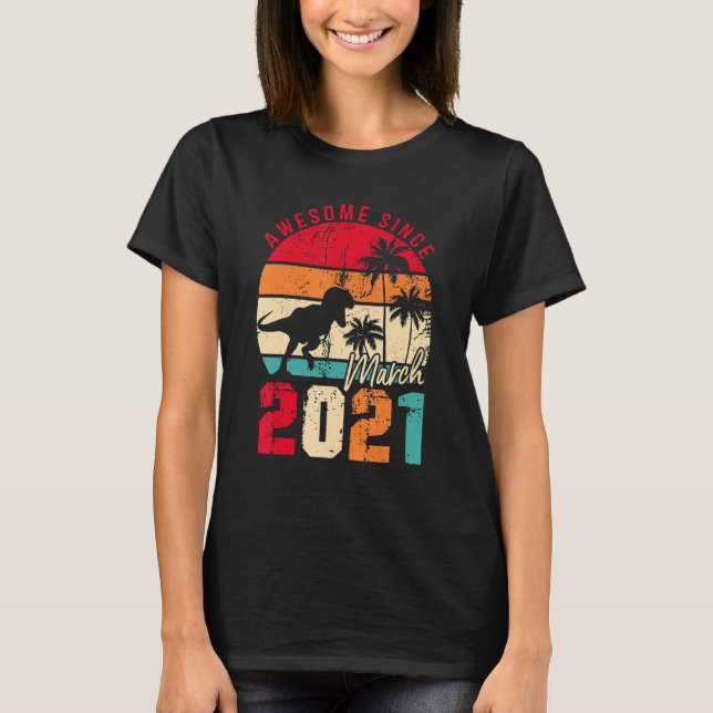 T-shirt 2e anniversaire Boy Dinosaur 2 ans Awesome Mars (Devant)
