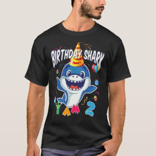 T-shirt 2e anniversaire Boy Shark Birthday Party I Am 2 Ye