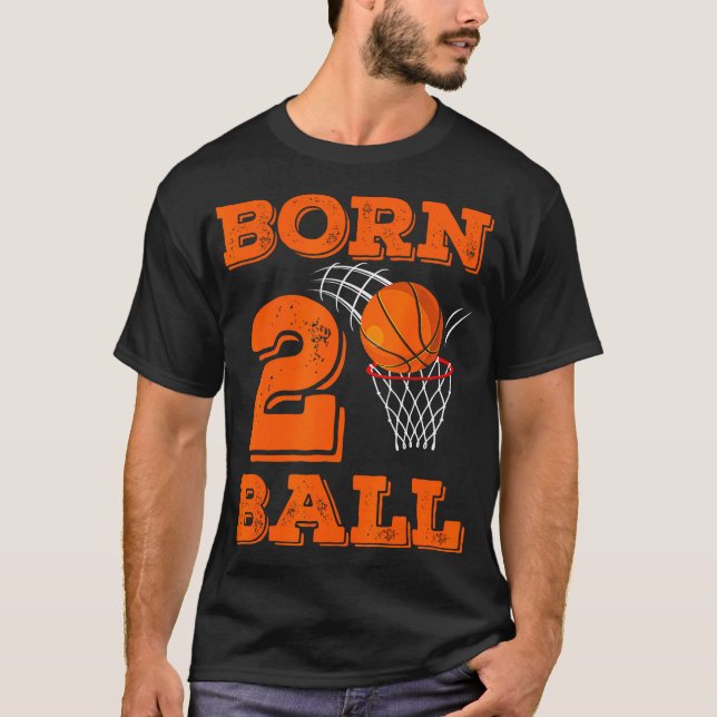 T-shirt 2E Anniversaire Chemise Boy Né 2 Ball Basketball S (Devant)