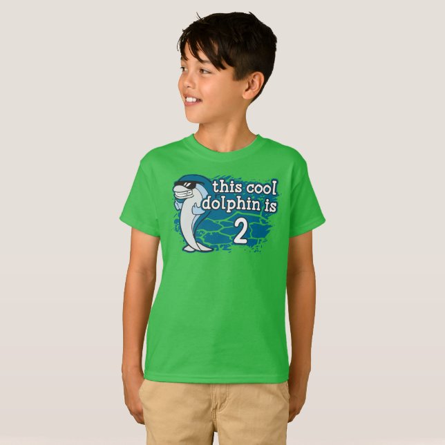 T-shirt 2e anniversaire de l'enfant Ce dauphin Cool est de (Devant entier)