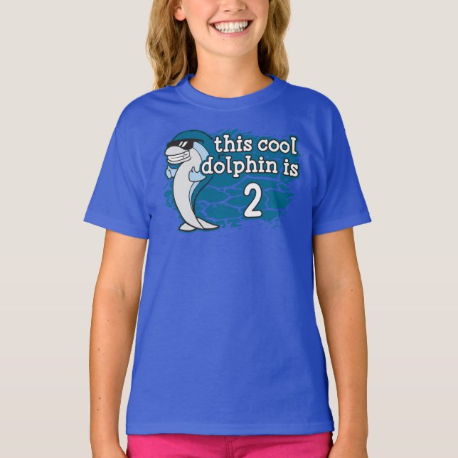 T-shirt 2e anniversaire de l'enfant Ce dauphin Cool est de (Devant)