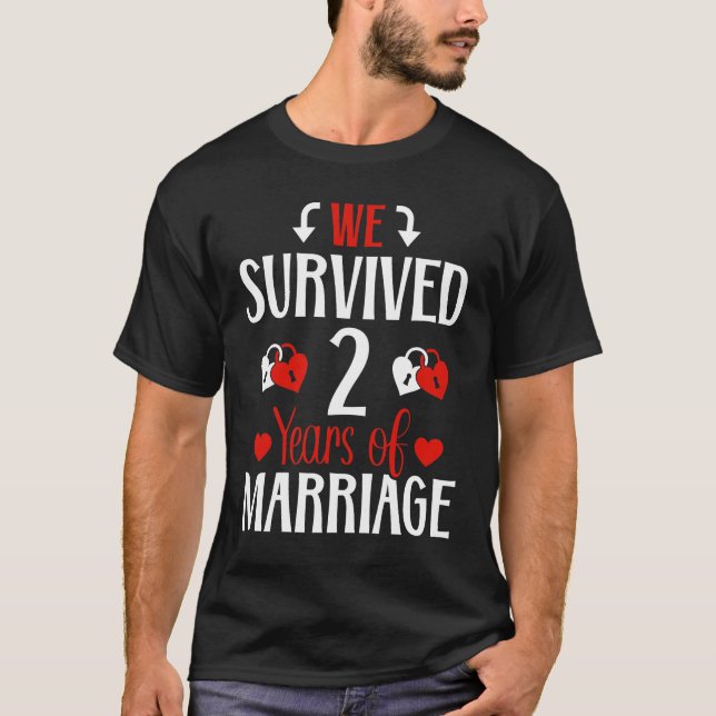T-shirt 2e anniversaire de Mariage 2 ans mariage romantiqu (Devant)