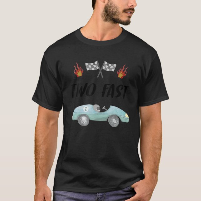 T-shirt 2e anniversaire Deux voitures de course rapide Deu (Devant)