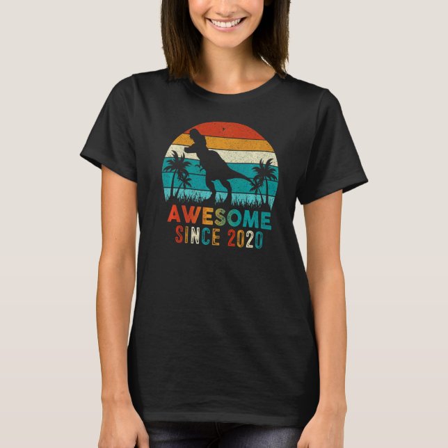 T-shirt 2e anniversaire Dinosaur 2 ans Garçon Awesome Sinc (Devant)
