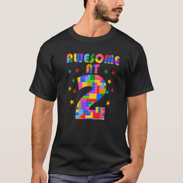 T-shirt 2e anniversaire Enfants 2 blocs de construction Br (Devant)