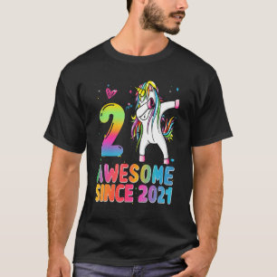 T-shirt 2e anniversaire filles Ados Dabbing Unicorn 2 anné