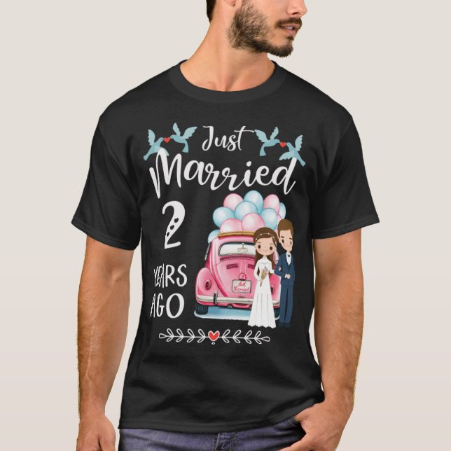 T-shirt 2e anniversaire - Mariés depuis 2 ans (Devant)